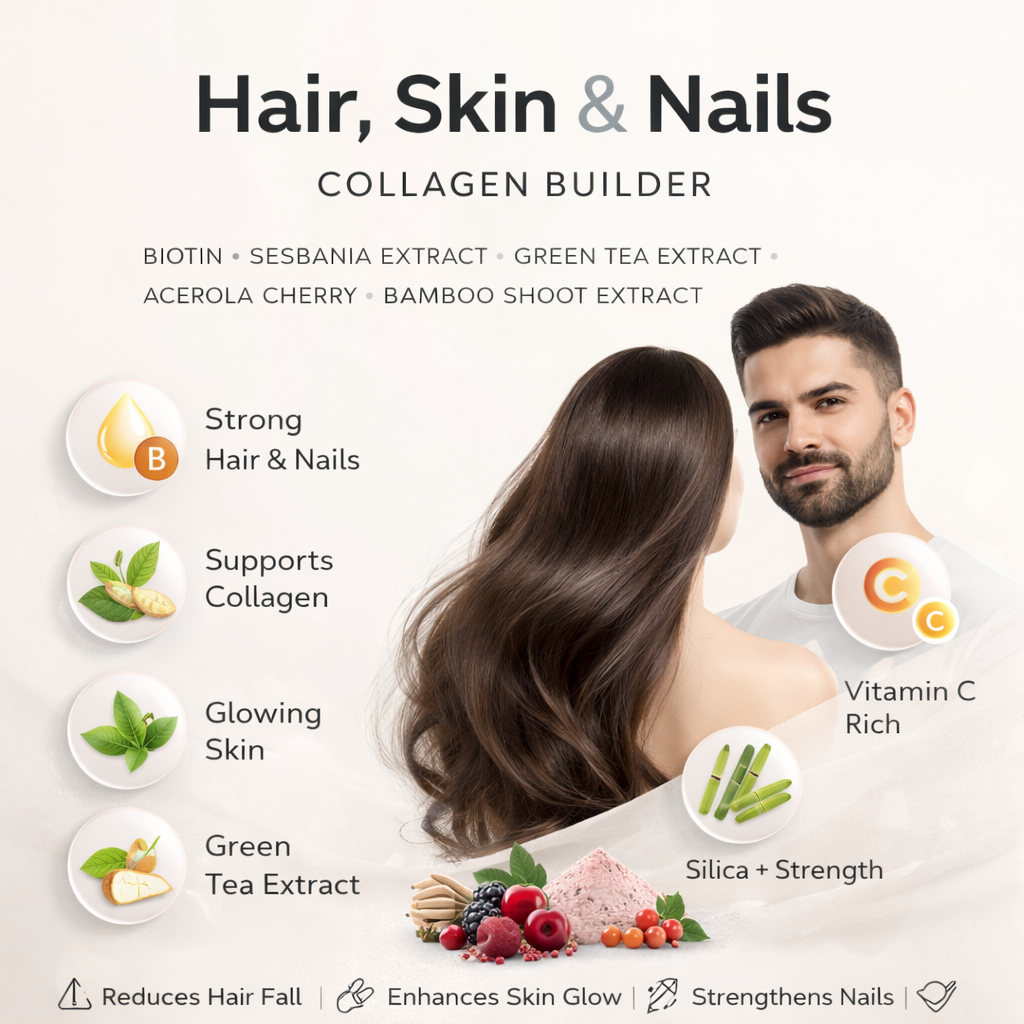 Hair Skin Nails - Collegen with Biotin, Acerola Cherry, Sesbania, Green Tea and Bamboo Shoot Extract