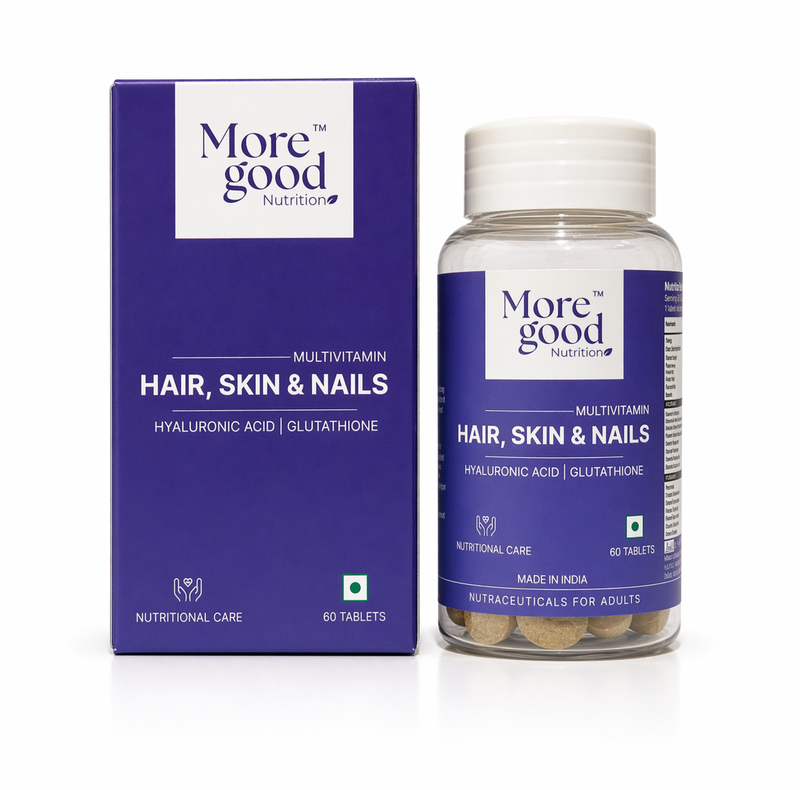 Hair, Skin & Nails Multivitamin Tablets | Glutathione & Hyaluronic Acid | Skin Glow, Hair Strength & Nail Care